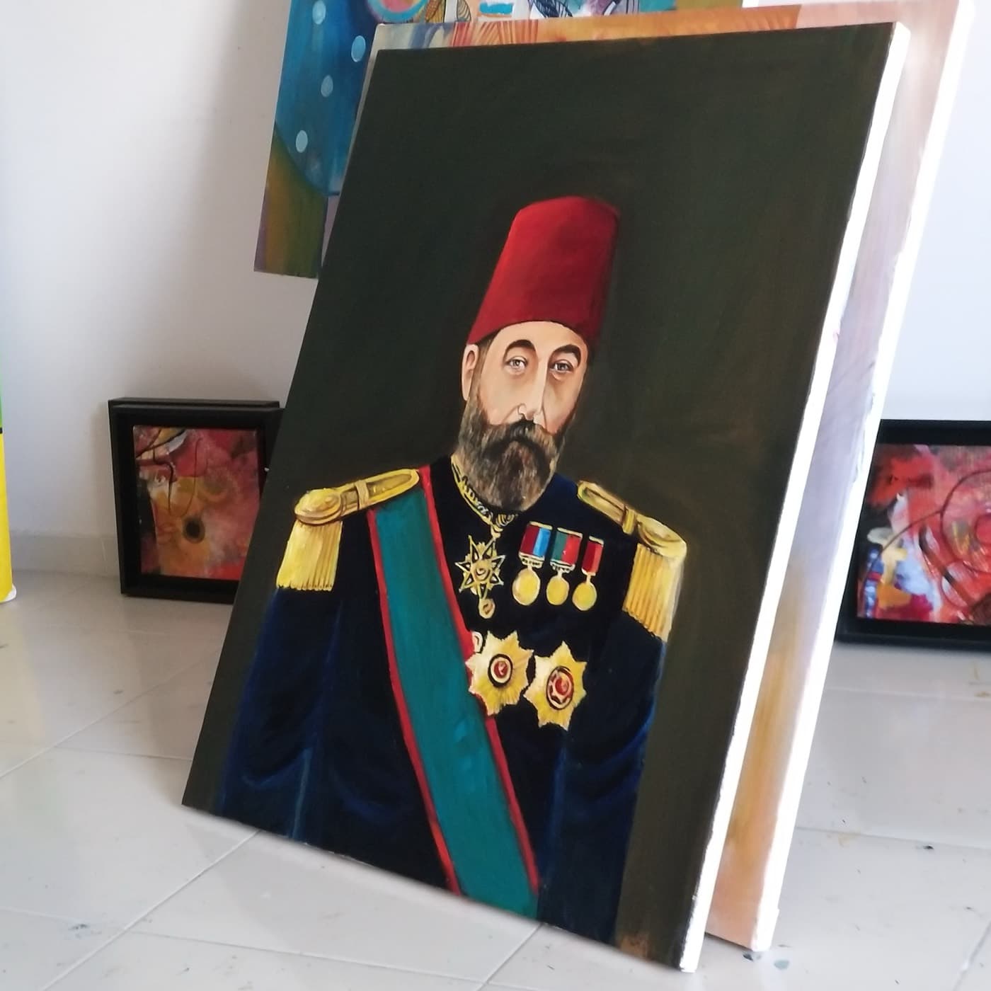 Nişanlı üniformasıyla Osmanlı paşası portresi, tuval üzerine yağlıboya